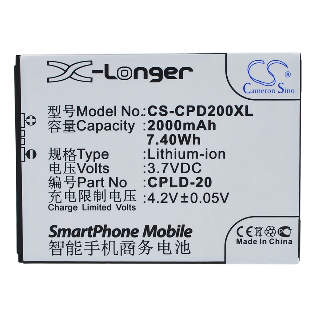 Cameron Sino CS-CPD200XL Li-ion baterie 3,7V 2000mAh, přední štítek plošně