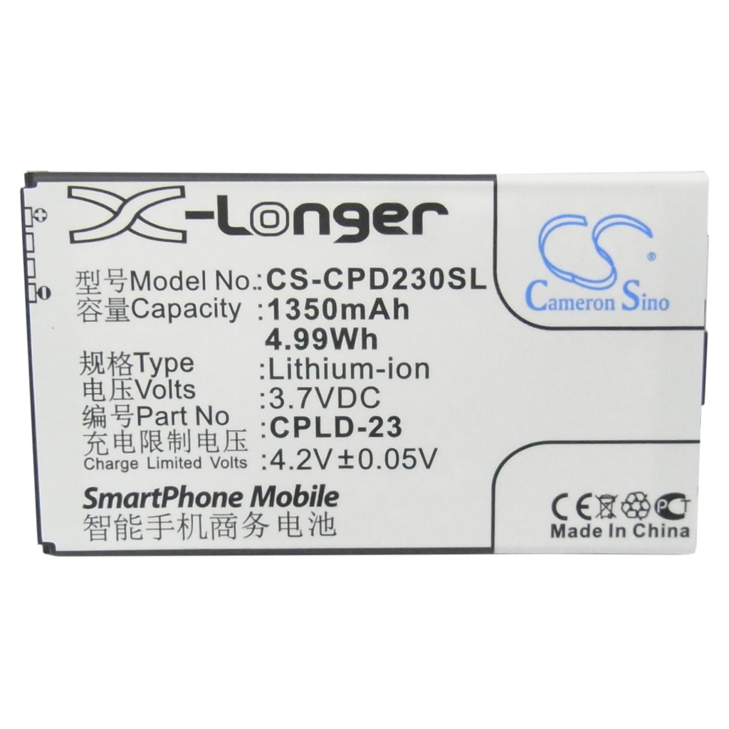 Cameron Sino CS-CPD230SL Li-ion baterie 3,7V 1350mAh, přední štítek plošně