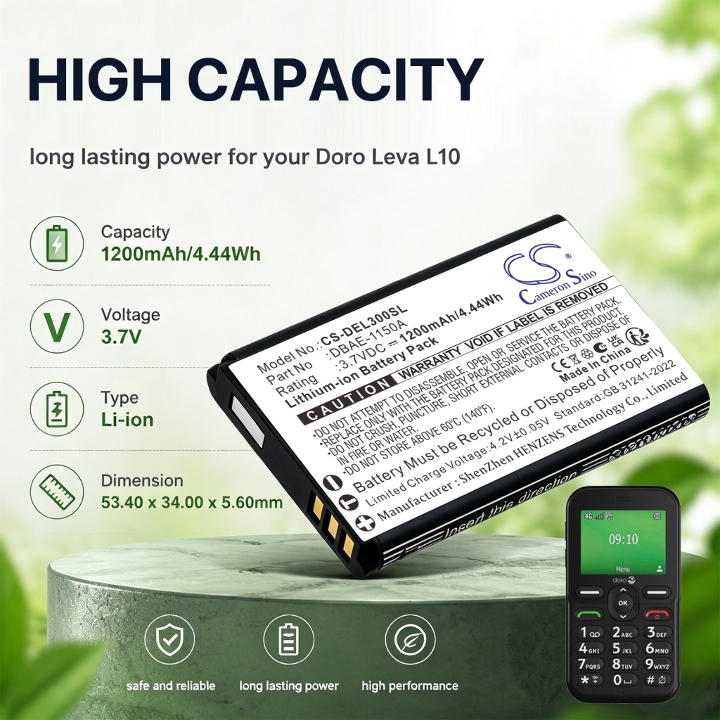 Baterie kompatibilní s Doro Leva E10 E20 E22 CS-DEL300SL