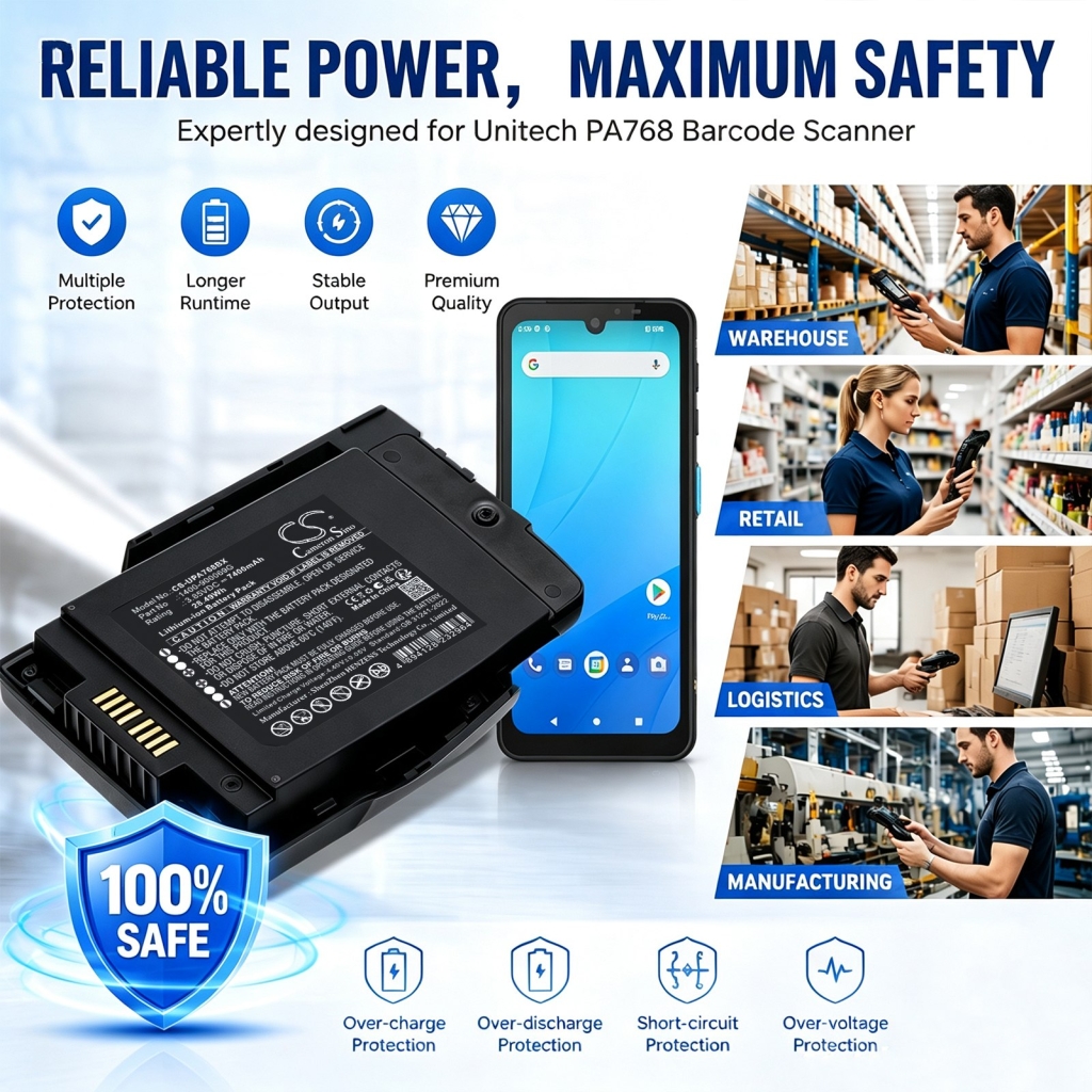 Baterie kompatibilní s Unitech PA768 PA768 Rugged Mobile Computer CS-UPA768BX