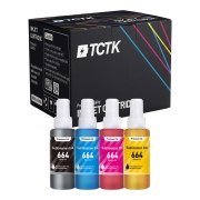 TCTK Inkoust T6641 T6642 T6643 T6644 Sada 4 ks CMYK kompatibilní s Epson EcoTank ET-14000 ET-2500 ET-2650 L355 L382 L555, nahrazuje C13T66414A C13T664140