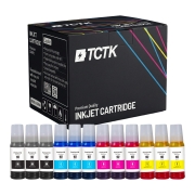 TCTK Inkoust 102 Sada 12 ks CMYK kompatibilní s Epson EcoTank ET-15000 ET-2700 ET-2750 ET-2850 ET-3750 ET-3850 ET-4750 ET-4850, WorkForce ST-2000, nahrazuje C13T03R140