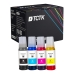 TCTK Inkoust 104 Sada 4 ks CMYK kompatibilní s Epson EcoTank ET-14100 ET-1810 ET-2400 ET-2710 ET-2720 ET-2810 ET-2811 ET-2820 ET-2850 ET-3750 ET-3850 ET-4750 ET-4850, nahrazuje C13T00P140