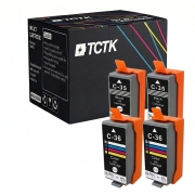 TCTK Inkoustové náplně C-35BK C-36C sada 4 ks 2x černá 2x azurová kompatibilní s Canon PIXMA iP100 iP100B iP110, PIXMA TR150 with battery