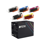 TCTK Inkoustové náplně CLI-571XLBK CLI-571XLC CLI-571XLM CLI-571XLY CLI-571XLGY sada 5 ks vícebarevná kompatibilní s Canon PIXMA MG 5700 5750 5751 5752 5753 6800 6850 6851 6852, nahrazuje 0331C001