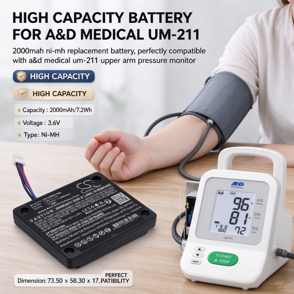Baterie kompatibilní s A&D Medical UM-211 Upper Arm Pressure Monitor CS-AUM211MD