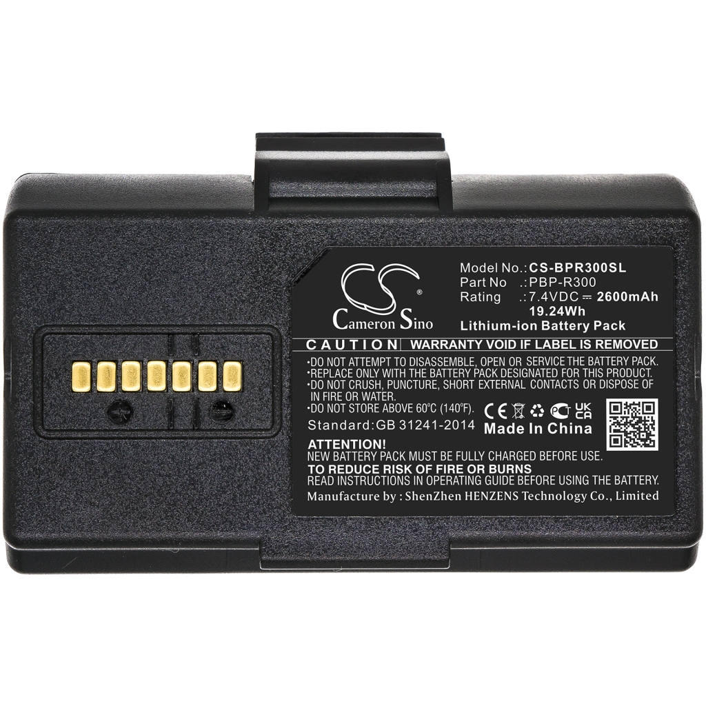 CS-BPR300SL baterie, zlatý 6-pinový konektor, boční pohled