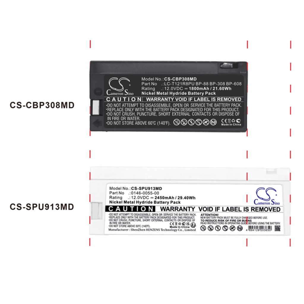 Baterie kompatibilní s GE Draeger Spacelabs Colin medical Chinon Criticare systems Curtis mathes Jcpenney Keller medical Magnavox Medical industries Memorex Cardiac science CS-CBP308MD