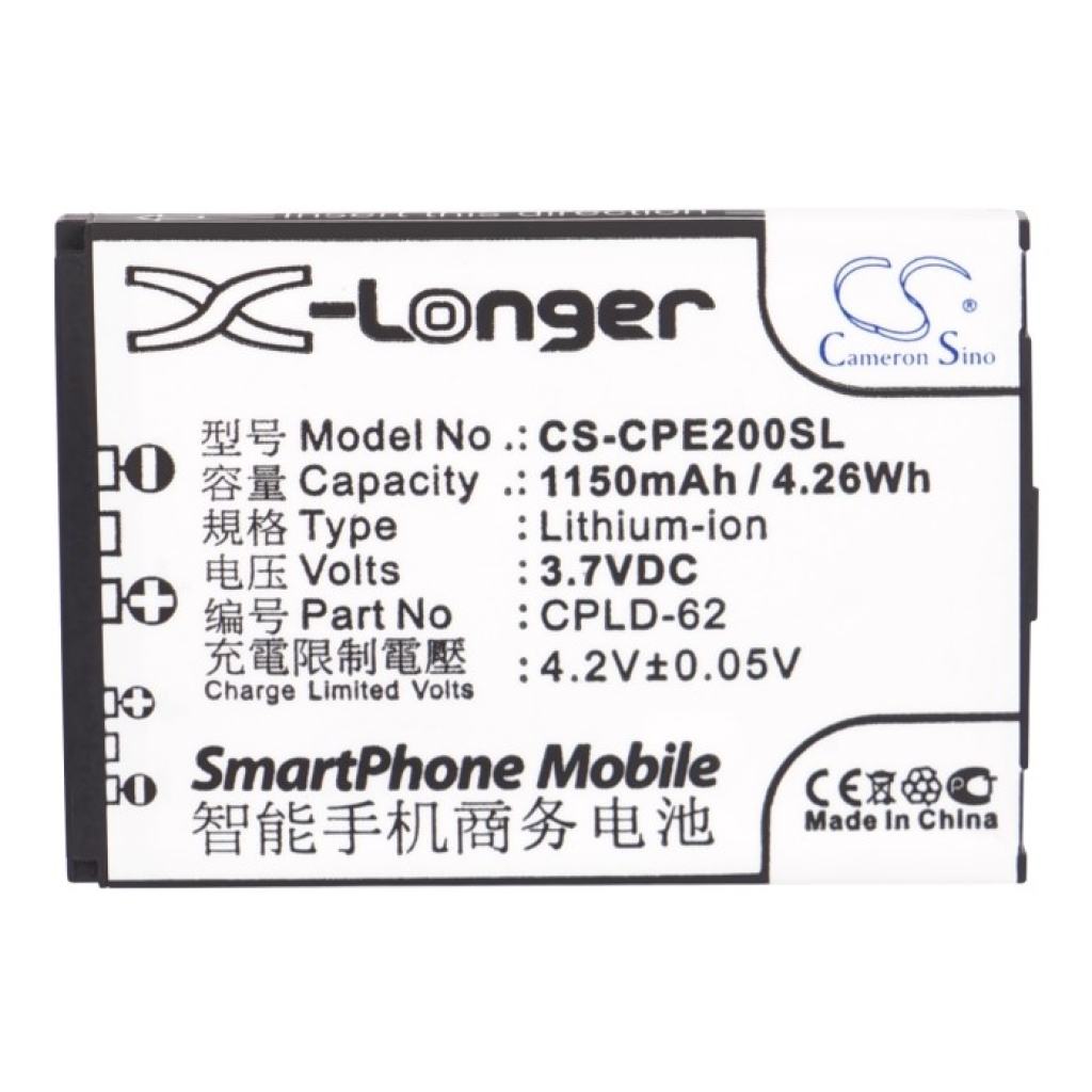 Cameron Sino CS-CPE200SL Li-ion baterie 1150mAh 3.7V — pohled na štítek