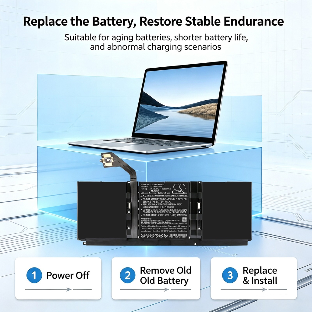 Baterie kompatibilní s Microsoft Surface Laptop 3 15 Laptop 3 15-Inch 1872 Laptop 3 15-Inch 1873 CS-MCR315SL