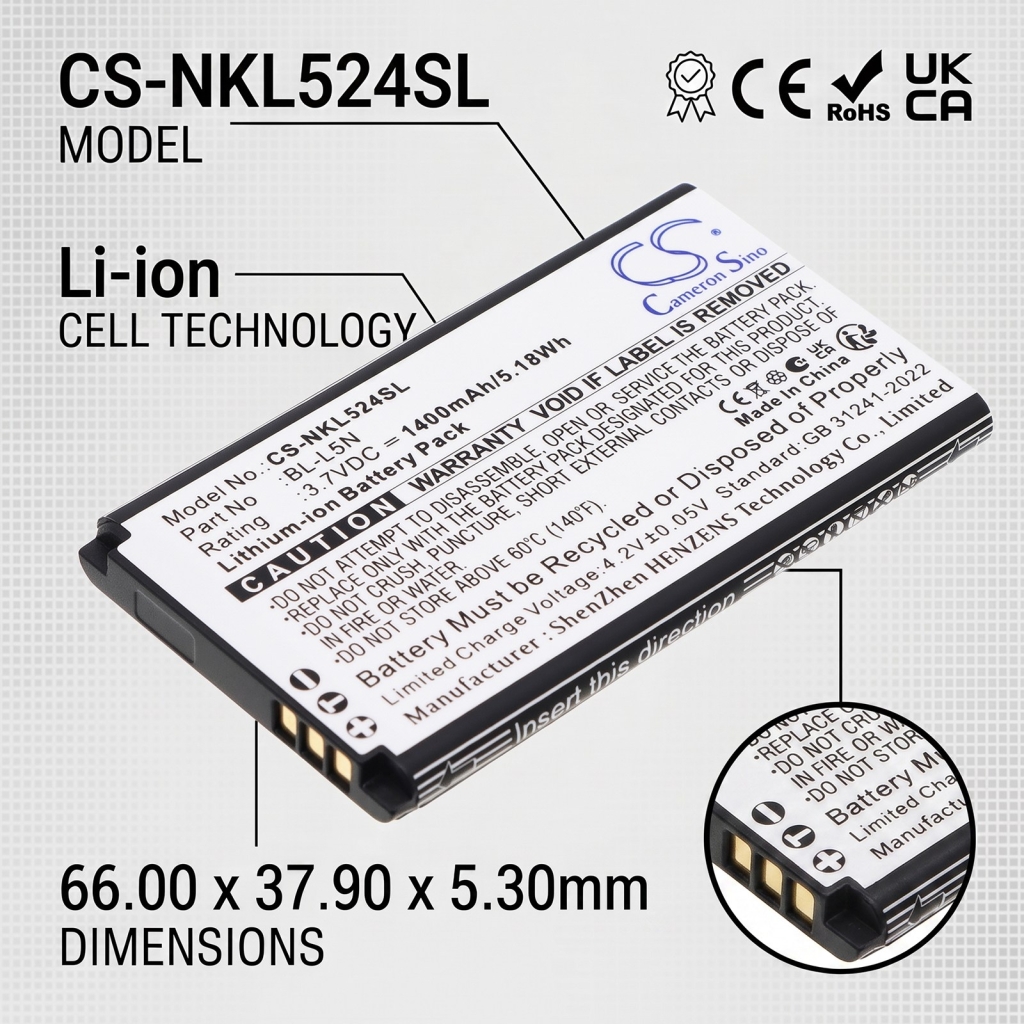Baterie kompatibilní s Nokia CS-NKL524SL