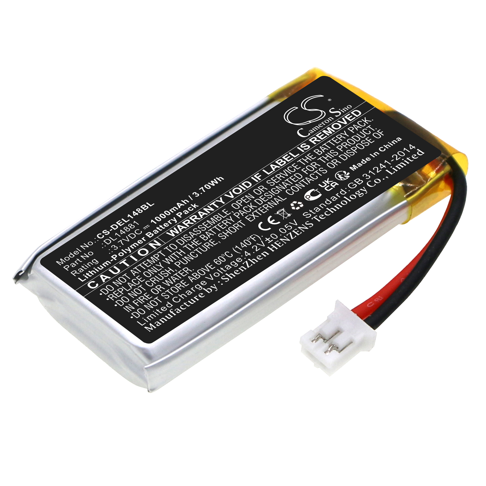 Cameron Sino CS-DEL148BL 3.7V Li-Polymer 1000mAh černá - neoriginální