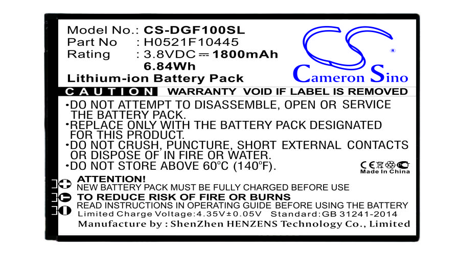 Cameron Sino CS-DGF100SL 3.8V Li-ion 1800mAh černá - neoriginální