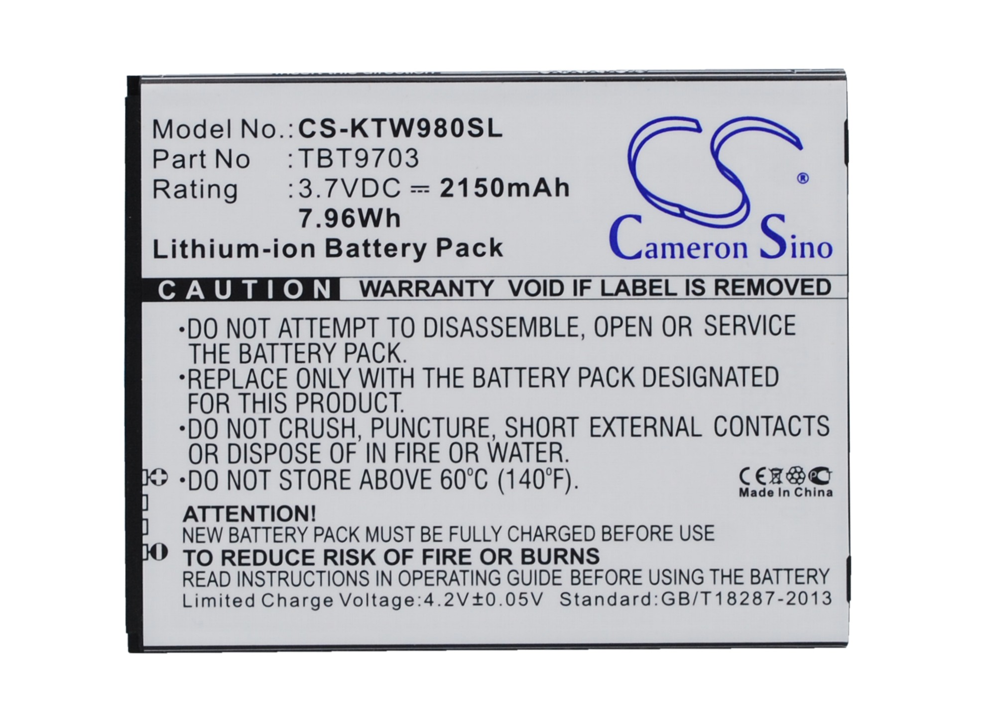 Cameron Sino CS-KTW980SL 3.7V Li-ion 2150mAh černá - neoriginální