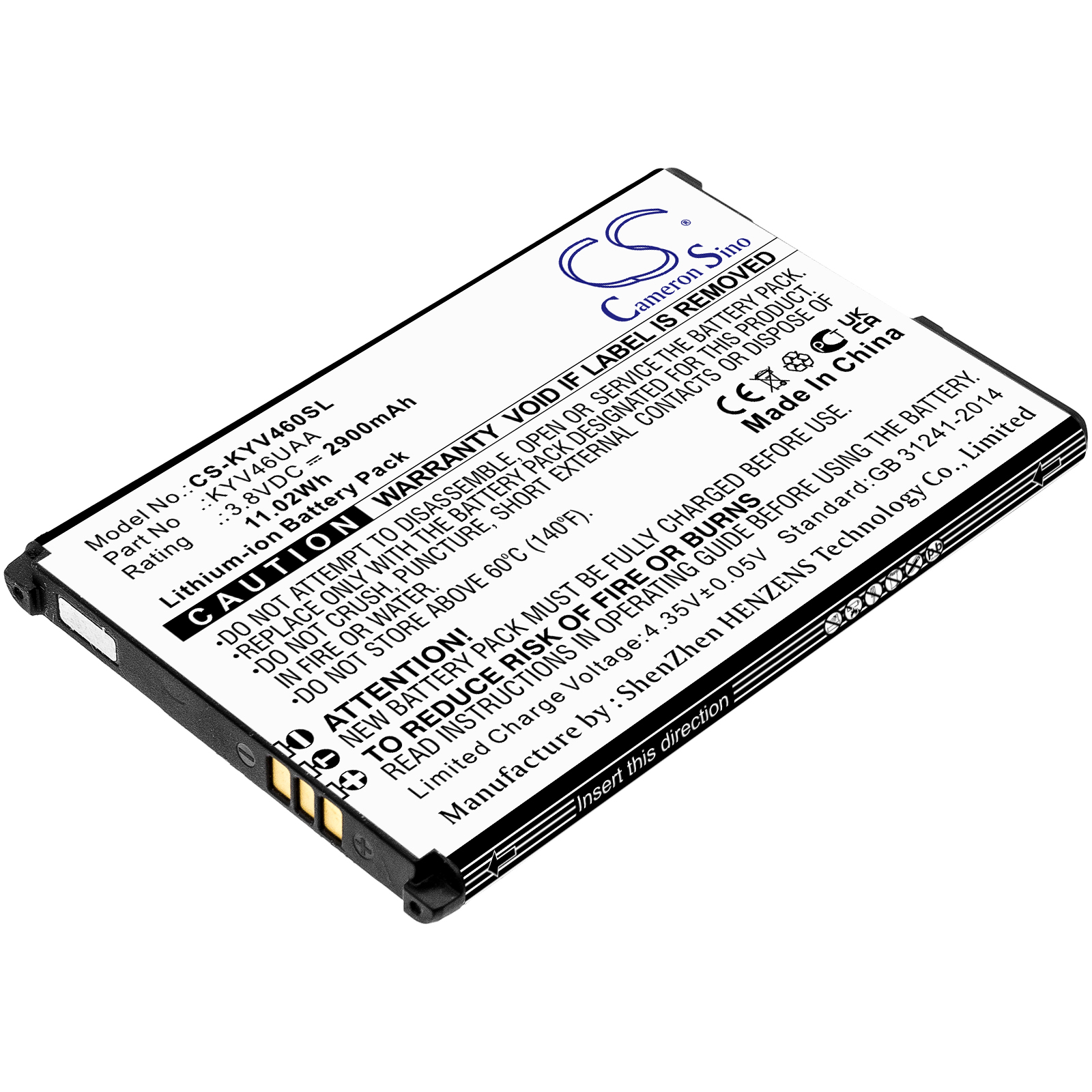 Cameron Sino CS-KYV460SL 3.8V Li-ion 2900mAh černá - neoriginální