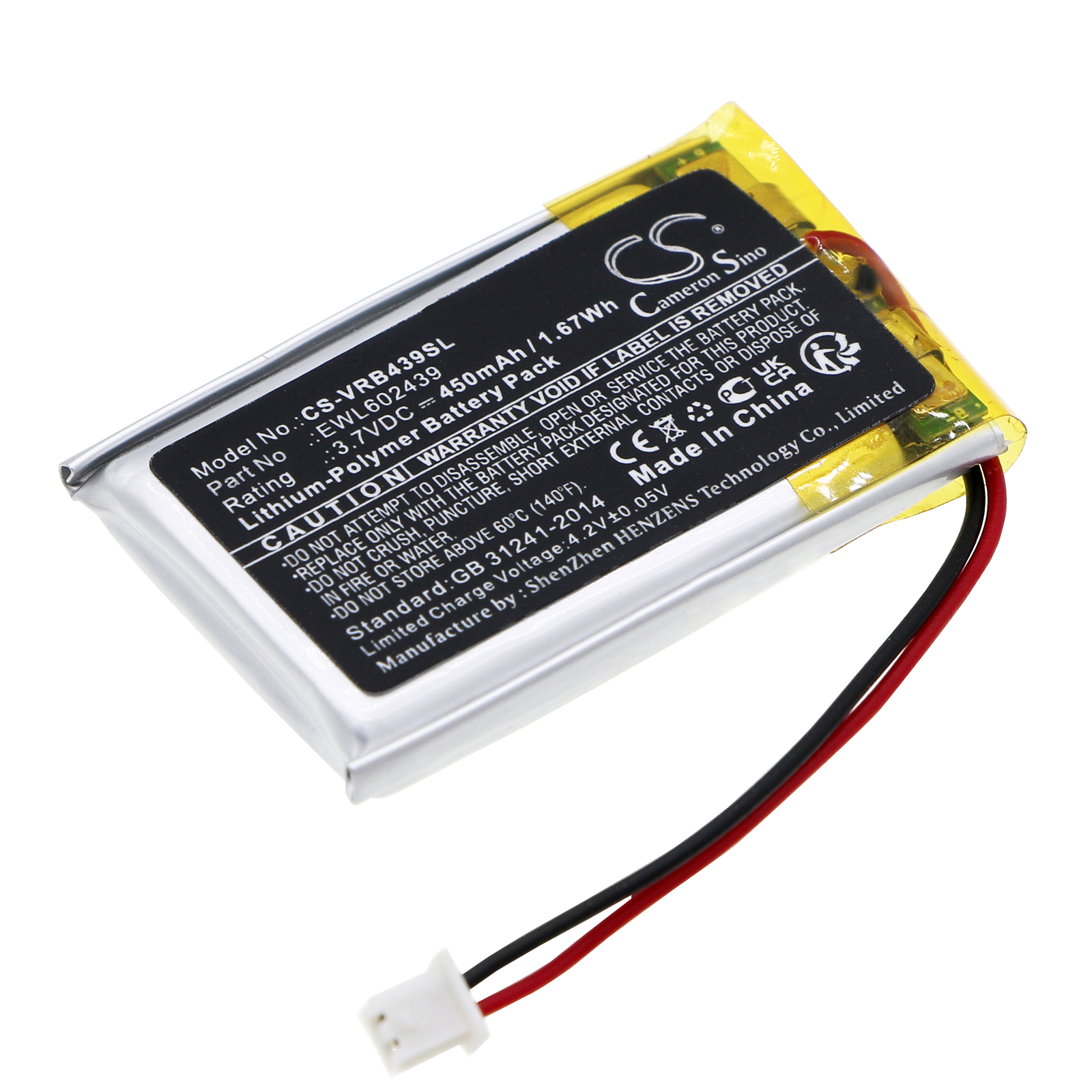 Cameron Sino CS-VRB439SL 3.7V Li-Polymer 450mAh černá - neoriginální