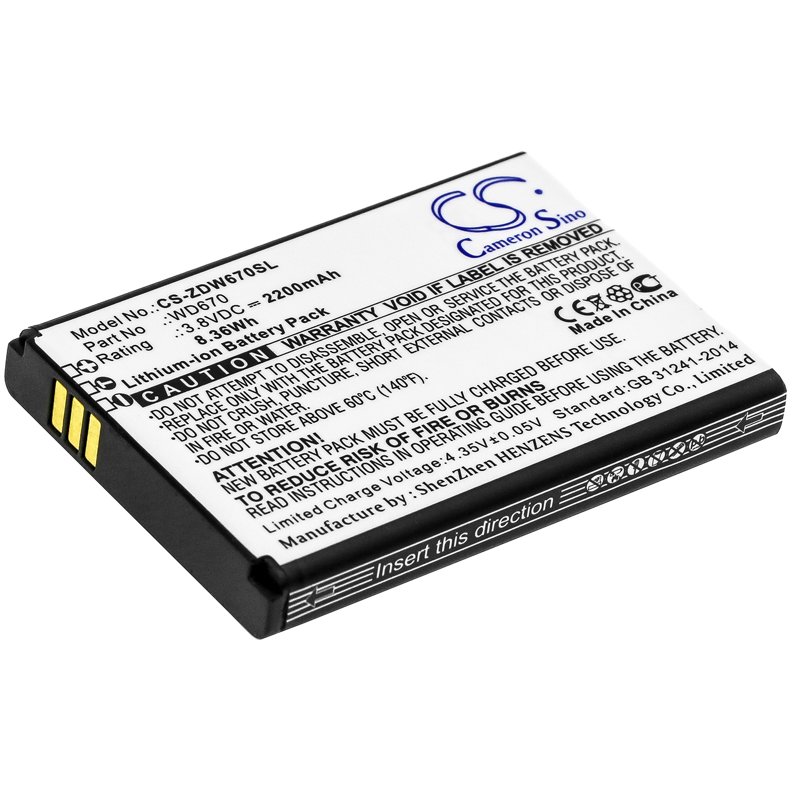 Cameron Sino CS-ZDW670SL 3.8V Li-ion 2200mAh černá - neoriginální